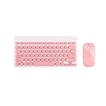 

2.4G Wireless Quiet Notebook Keyboard Mouse Combo Home Office Ultra Thin For PC Laptop Compact Stylish Ergonomic Cute Round