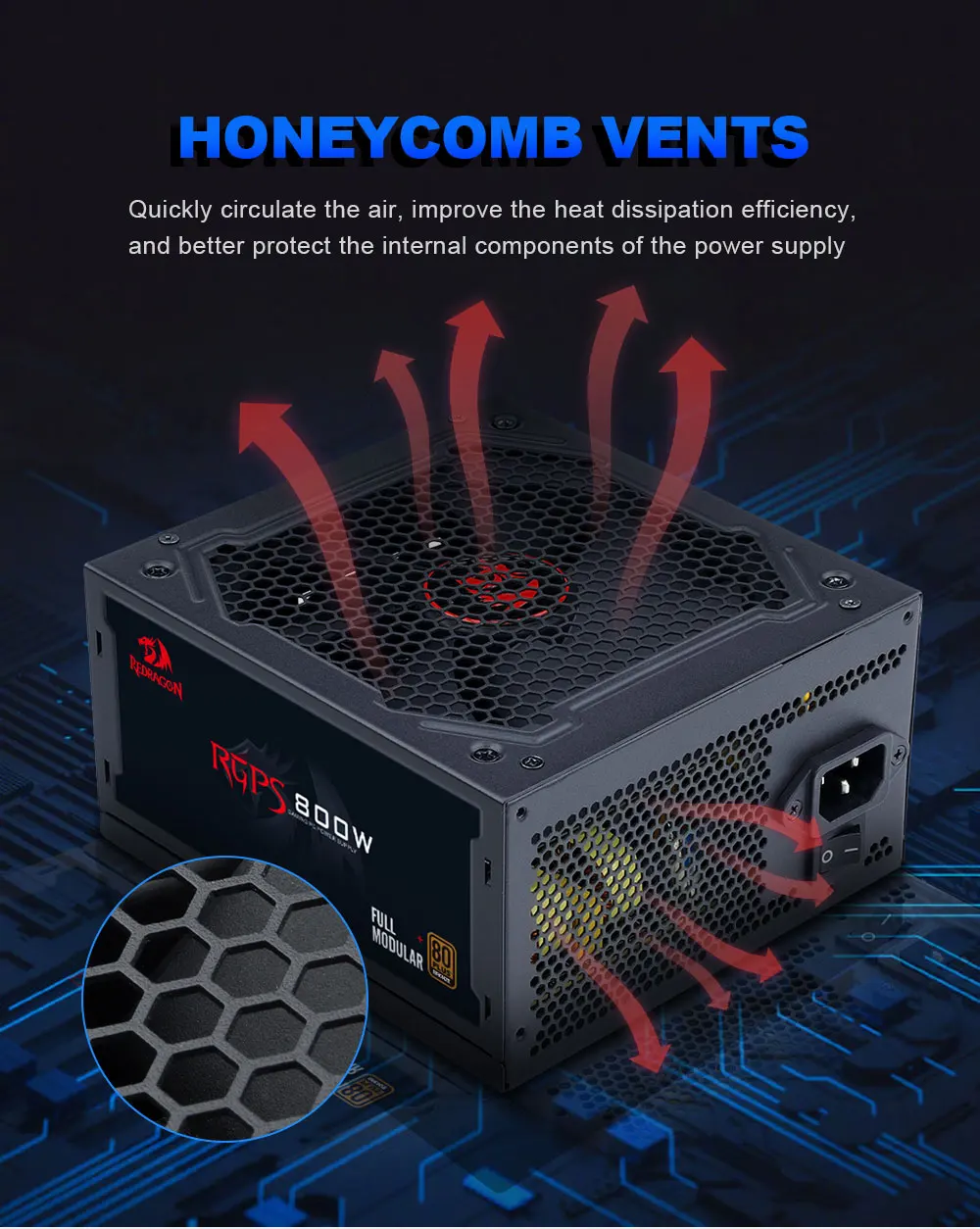 Redragon RGPS PSU 800W PC Power Supply 80PLUS Bronze Gaming Silent Fan 120mm 24pin ATX/EPS 12V PFC FULL MODULAR BTC computer Power Supply 19 Hd89e120211514b659f5e9008cf97afc9Y