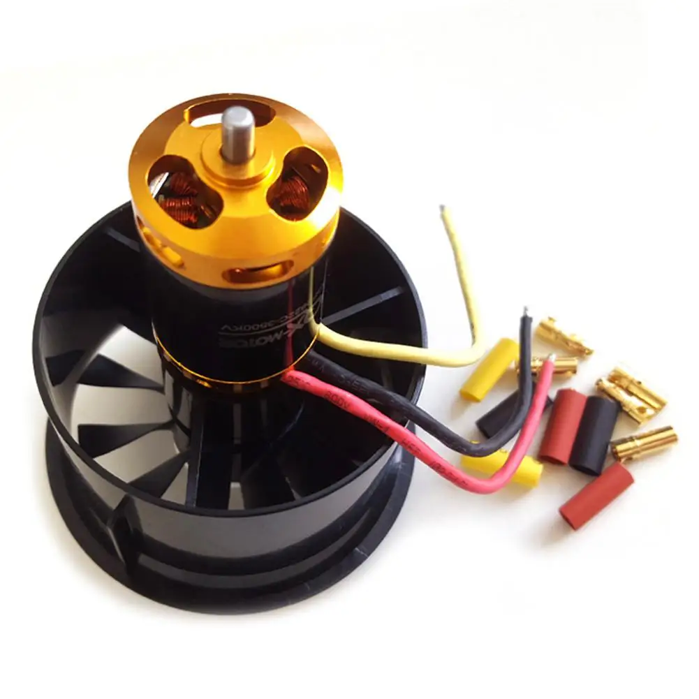 Kuulee QX-Motor new 64mm EDF 12 leaf set QF2822-4300kv 3s upgrade section edf 64mm ducted fan - Color: black