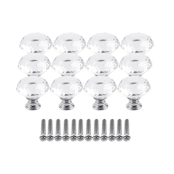 

12pcs diamond-shaped crystal glass handle, 30mm drawer handle-transparent