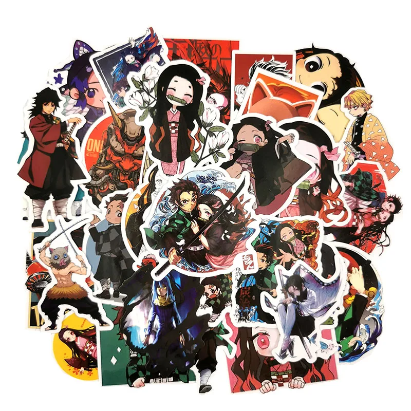 50 шт. японский аниме демон Slayer: Kimetsu No Yaiba стикер ПВХ граффити наклейки чемодан гитара для детей игрушки