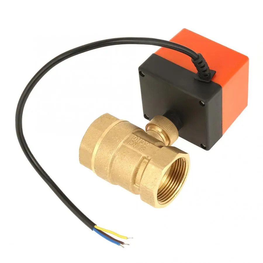 Клапан Запчасти AC 220V G1-1/4 DN32 2-полосная 3-жильный 2-точечный Управление латунь электрический шаровой кран SG производительность уплотнения - изображение