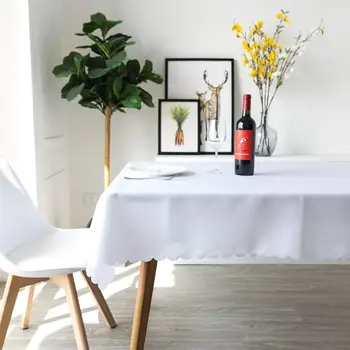 

Free Shipping Solid Color White 100% Polyester Tablecloth Dinner Room Table Cloth Rectangle Plain Red Table Cover