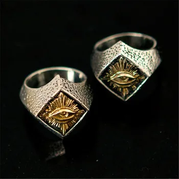 

Square Sun God Eye Ring Men Vintage Silver Jewelry Rings For Women Accessories Gothic Punk Rings For Mens Engagement Ring Gifts