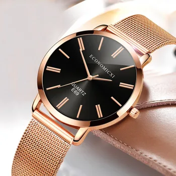 

Women Watches Fashion Simple Stainless Steel Mesh Strap Quartz Ladies Watch Rose Gold Luxury Ladies Wrist Watch Gift Bracelet
