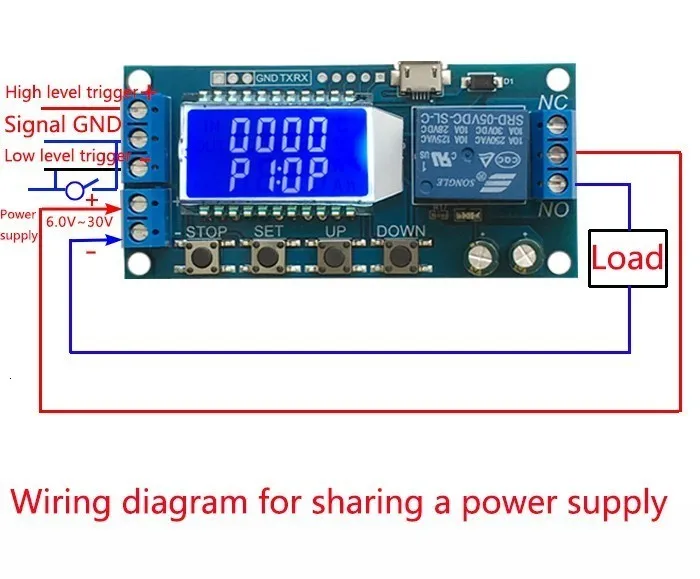 6-30 в Micro USB цифровой ЖК-дисплей реле времени задержки модуль управления таймер переключатель цикл запуска модуль XY-LJ02