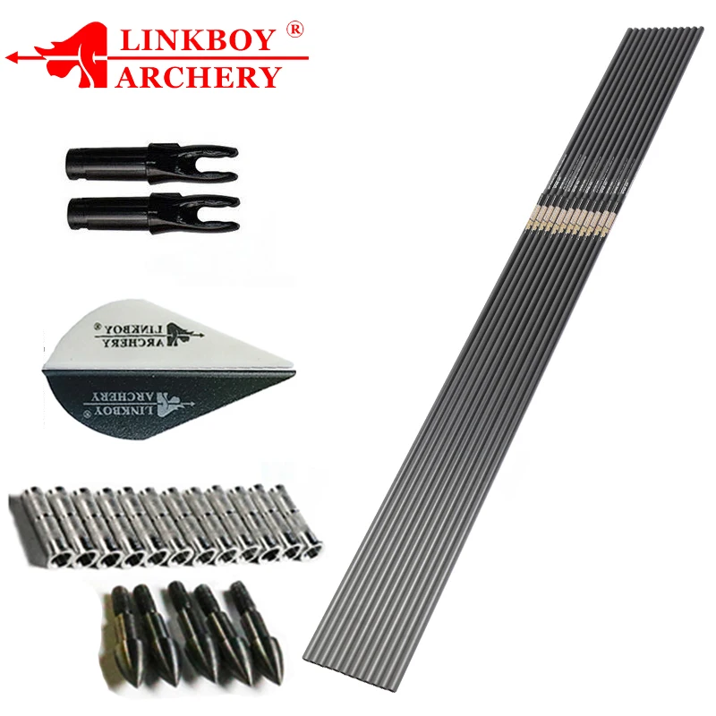 Linkboy стрельба из лука карбоновая стрела ID6.2mm Sp300 340 400 500 600 700 800 DIY аксессуары