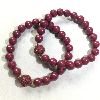 

Raw ore cinnabar round bead bracelet