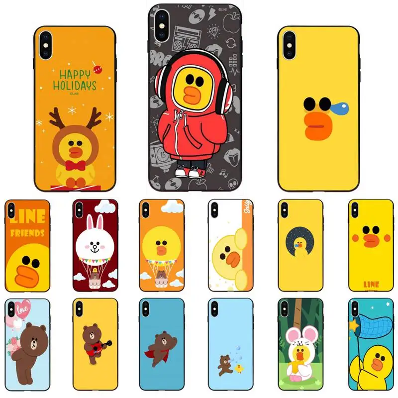 Силиконовый черный чехол для IPhone 11 Pro XS MAX 8 7 6 6S Plus X 5 5S SE XR с желтой уткой и