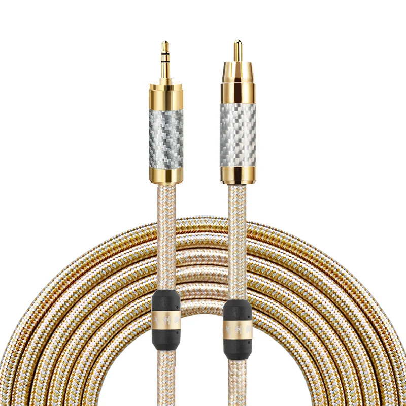 Hifi Audio Cable Mini Jack 3 5mm to RCA Phono for Mobile Headphone Amplifier Soundbox Silver plated Wire 1M 1 5M 2M 3M