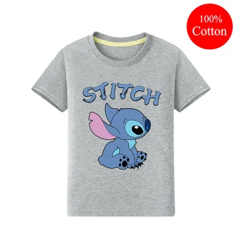

Children New Cartoon Stitch Print T-shirts Clothing Short Sleeve Tee Tops For Boy Girls Casual Clothes Kids Cotton Tshirt QA017