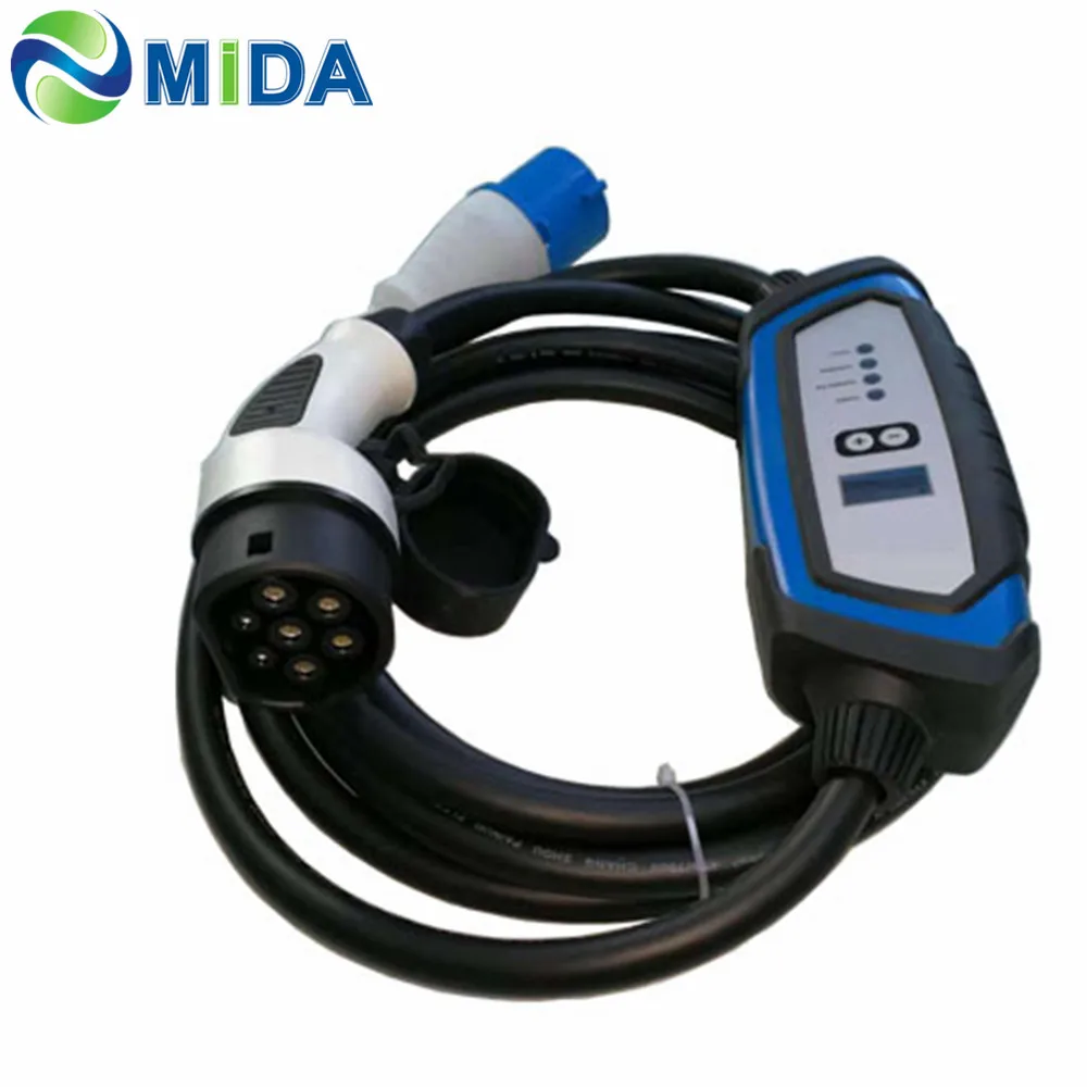 5M 32Amp Adjustable DUOSIDA EV зарядное устройство тип 2 EVSE Регулируемый 16A 20A 24A 32A 3Pin CEE разъем уровень 2 Портативный EV Зарядка для электромобилей автомобиля - Цвет: 5M 32Amp Adjustable