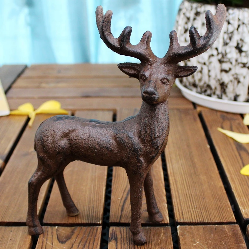 American Accents Retro Cast Iron Reindeer Figurines European Country Side Rustic Home Garden Tabletop Decor Metal Animal Statue American Accents Retro Cast Iron Reindeer Figurines European Country Side Rustic Home Garden Tabletop Decor Metal Animal Statue