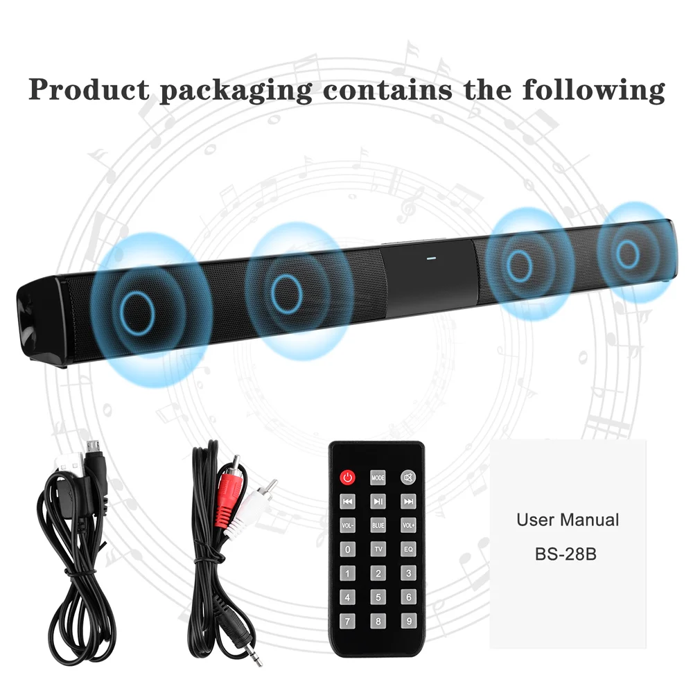 Soundbar TV Portable Bluetooth-compatible Speaker Wireless Column Music Home Theater Sound System RCA AUX For TV PC soundbar speakers tv speakers