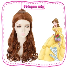 Ebingoo заколка для волос Ponytai+ шапочка для волос+ Красавица и Чудовище натуральный коричневый длинный объемный волнистый синтетический парик для косплея для Хэллоуина