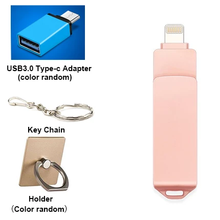 Сверхзвуковой USB флеш-накопитель для iphone 3 в 1 USB3.0 металлическая карта памяти Lightning/Micro USB/USB для iphone PC Android мобильного телефона - Цвет: Rose Gold