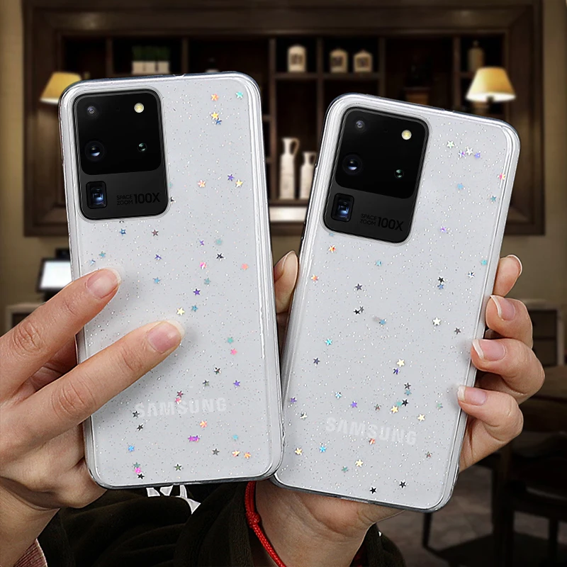 Блестящий чехол для телефона Samsung Galaxy S20 Ultra A50 A70 Note 10 9 S8 S9 S10 Plus мягкий прозрачный с