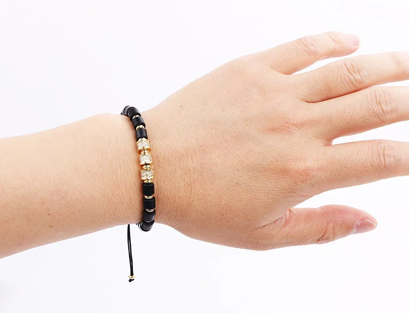 Men Women Jewelry Bracelet Brass CZ Charms Natural Stone Beads Bracelet Jewelry Warp Bracelet Men Women - Image 2