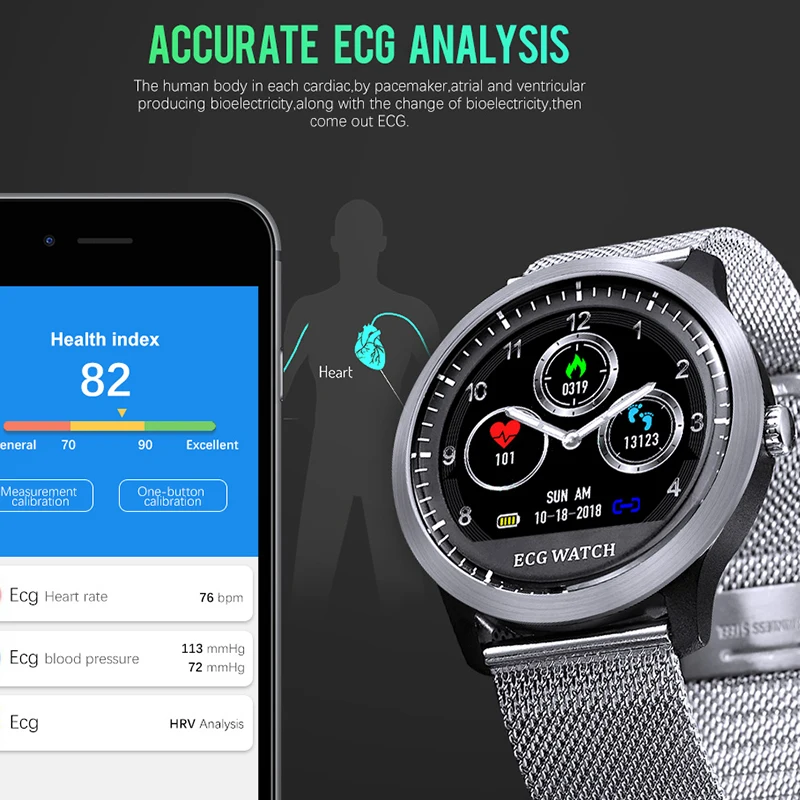 N58 ECG PPG Смарт-часы для мужчин и женщин электрокардиограф ЭКГ дисплей Холтер ЭКГ монитор сердечного ритма кровяное давление Smartwatch Reloj