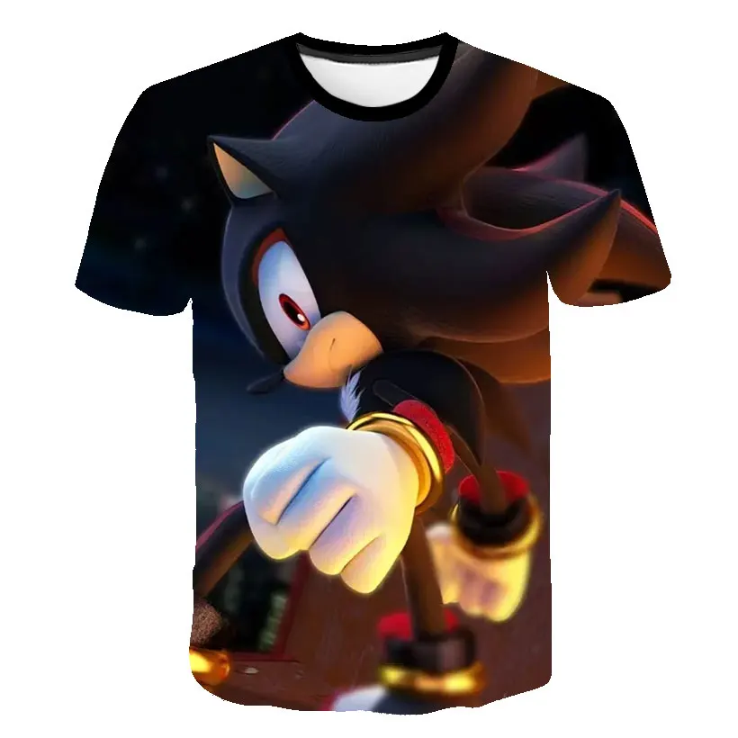 Лето 2020 короткая одежда для мальчиков футболки Sonic девочек Забавные 3D костюм