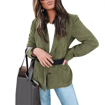 

Office Lady Solid Color Long Sleeve Pocket Business Blazer Jacket Coat Slim Suit