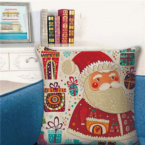 6 New Christmas Cushion 45*45 Santa Claus Merry Christmas Printed Decorative Pillows Sofa Home Decoration Pillowcase - Цвет: 6