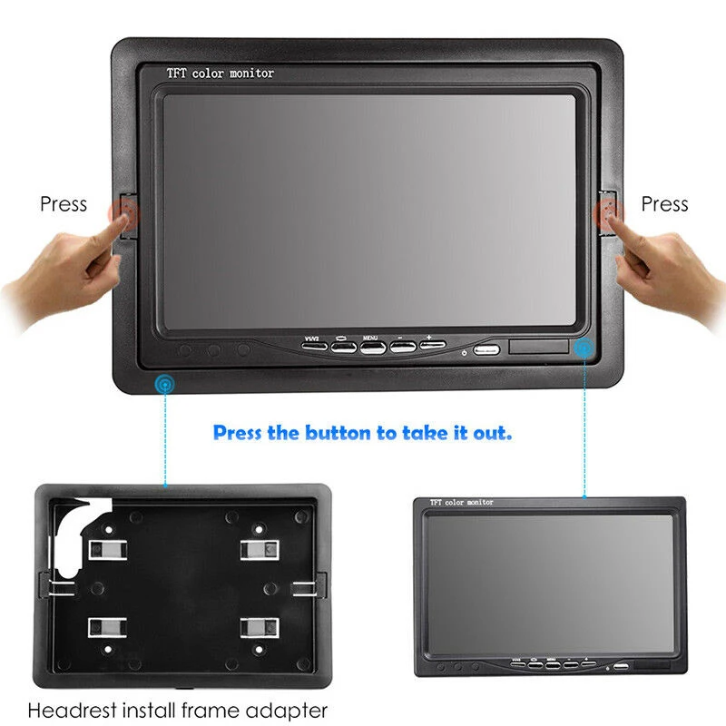  12V-24V 7 inch TFT LCD Color HD Monitor for Car CCTV Reverse Rear View Backup Camera - 4.00017E+12