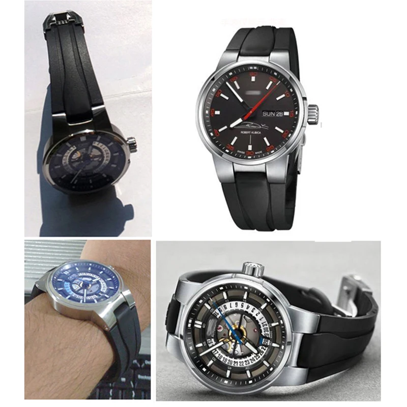 24mm*12mm High Quality Convex Rubber Waterproof Watchband for Men's Oris 7730 7740 Silicone Band Stainless Steel Folding Clasp