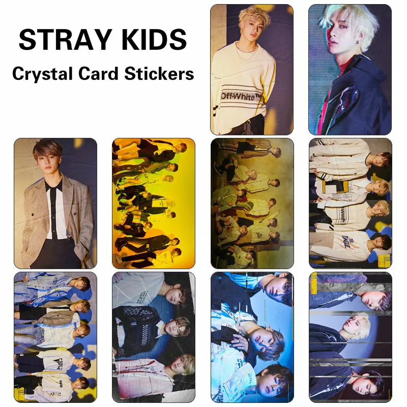 [MYKPOP] STRAY KIDS-желтая древесина карты с кристаллами стикер Подарочная коробка набор 8 шт., KPOP вентиляторы коллекция SA19080108