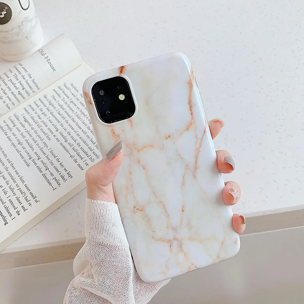 T2 Чехол для телефона для iPhone 11 Pro Max XR XS Max 6 6S 7 8 Plus X Глянцевая трещины мрамор мягкий IMD полный корпус противоударный чехол - Color: T2