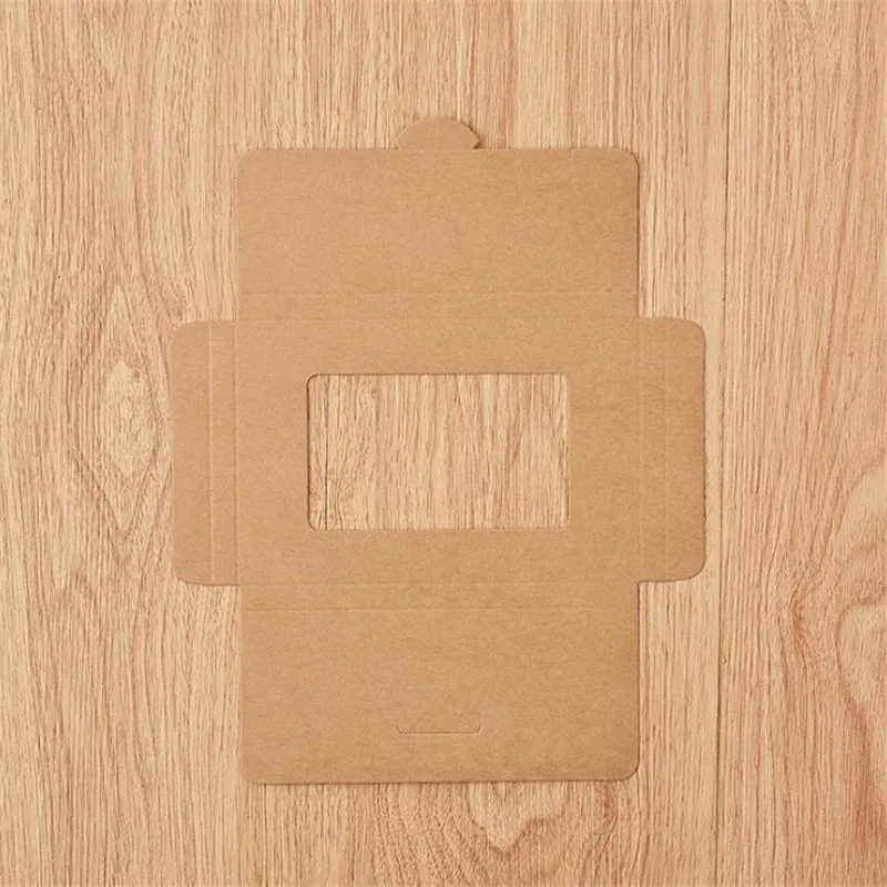  10pcs/lot Retro Kraft Paper Invitation Greeting Card With Window Postcard Box Blank Photo Box Weddi - 4000552679598