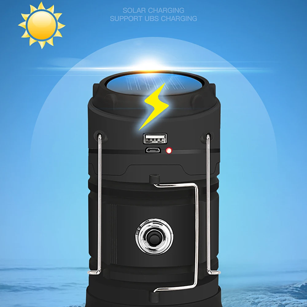 Solar Power Bank Rechargeable Lamp Torch Lantern Camping Light Outdoor Lighting 18650 Camping Light Rechargeable Torches Camping