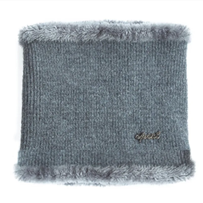 Gray Neck Warmer Теплая зимняя шапка унисекс, модная зимняя в стиле бини, шапка для мужчин и женщин, зимняя шапка, шерстяной меховой шарф, шапка, толстая вязаная шапка с козырьком - Цвет: Gray Neck Warmer