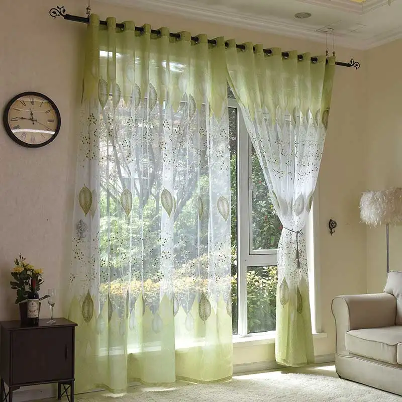 Sheer Curtains Pastoral Tulle Window Curtain For Living Room Bedroom Kitchen Voile Drape Blinds