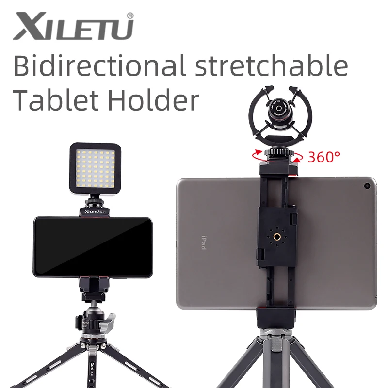 ULANZI iPad houder, U-Pad III Metalen Statief Adapter 7,9-12,9 inch, Tablethouder Met Cold Shoe 2 Acra Swiss QR Mount Verstelbare Klem voor iPhone iPad Air Mini Pro