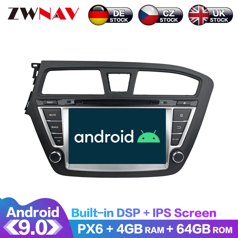 

Android 9 IPS Screen PX6 DSP For Hyundai i20 2014- 2016 2017 2018 Car DVD GPS Multimedia Player Headunit Radio Navi Audio Stereo