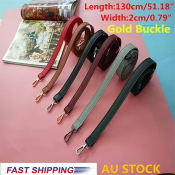 

AEQUEEN 130CM Bag Straps PU Leather Shoulder Belts Replacement Handbag Strap Accessory Bags Parts Adjustable Belt Gold Buckle