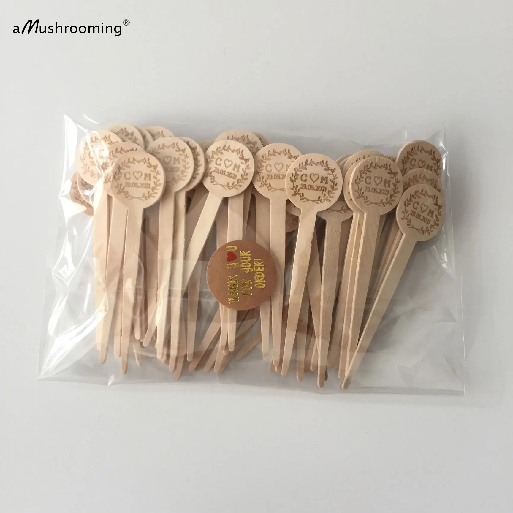 100pcs Creative Fruit Picks Wood Sticks Personalized Natural Wood Bridal Shower Buffet Table Cake Decoration