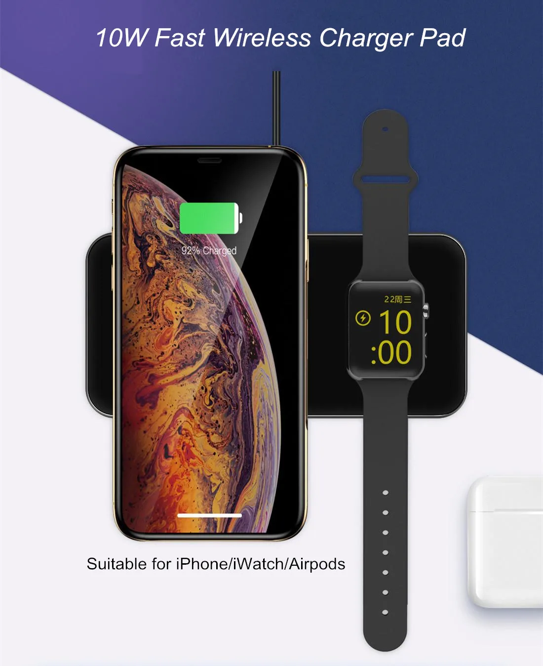 2 в 1 Qi Беспроводное зарядное устройство для samsung S9 S10 iPhone X XS MAX XR 8 Plus для Xiaomi 9 huawei P30 pro 10W Беспроводная зарядка