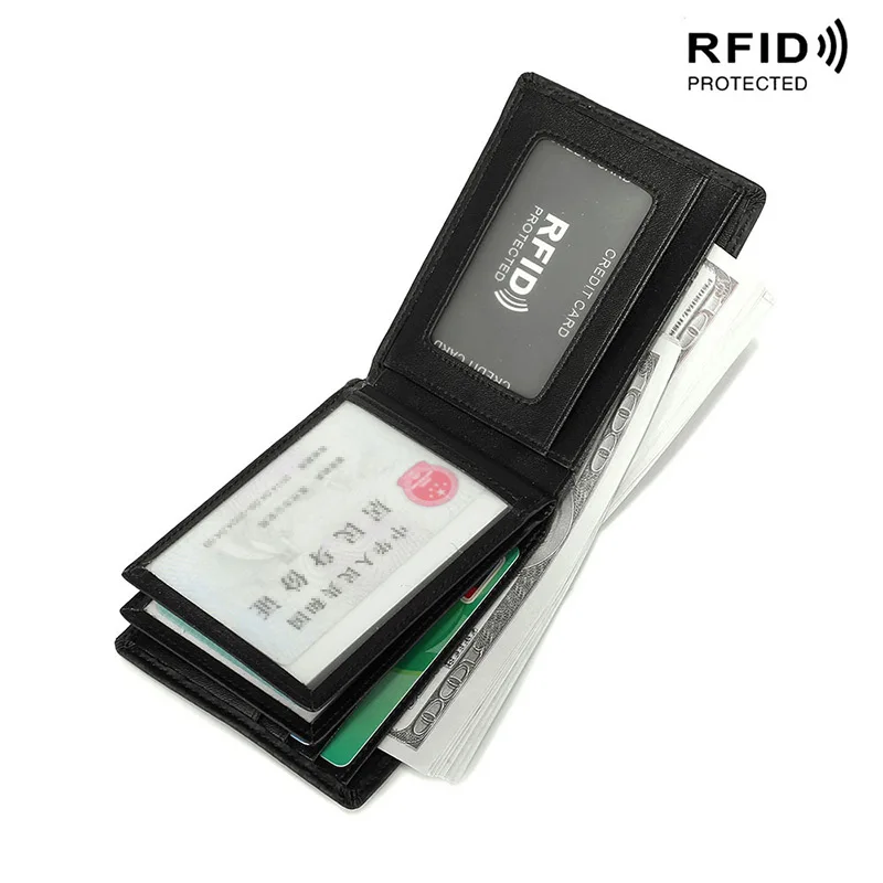 RFID мужской кошелек из натуральной кожи, многофункциональный портативный короткий кошелек для монет, держатель для карт, Винтажный Мужской клатч