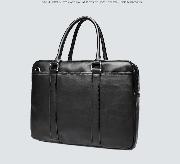 Men's Black Leather Bag Briefcase Office Bags For Men Leather Laptop Bag Shoulder Bags Fashion Hasp Male Luxury Handbag