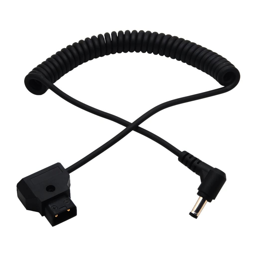 Coiled D-Tap Male to DC Plug Cable for DSLR Rig Power V-Mount Anton Battery