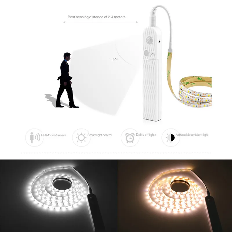 Ночник с датчиком движения, 2835 SMD, водонепроницаемый прикроватный кухонный Ночной светильник, s, индукционный светодиодный светильник для детей, лампа для лестницы, аварийный светильник