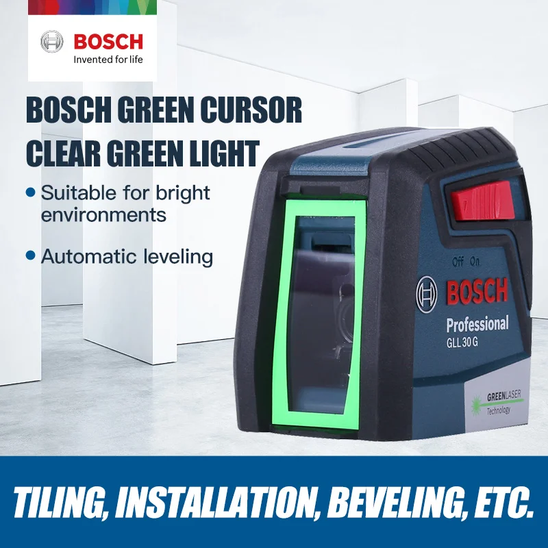 Лазерный нивелир Bosch GLL30G, высокоточный зеленый светильник, двухлинейный горизонтальный и вертикальный лазерный нивелир, светильник
