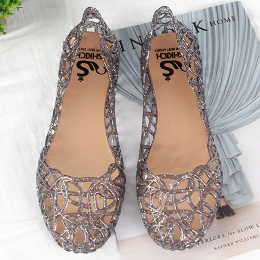 Женские летние пляжные сандалии-желе без шнуровки на плоской подошве