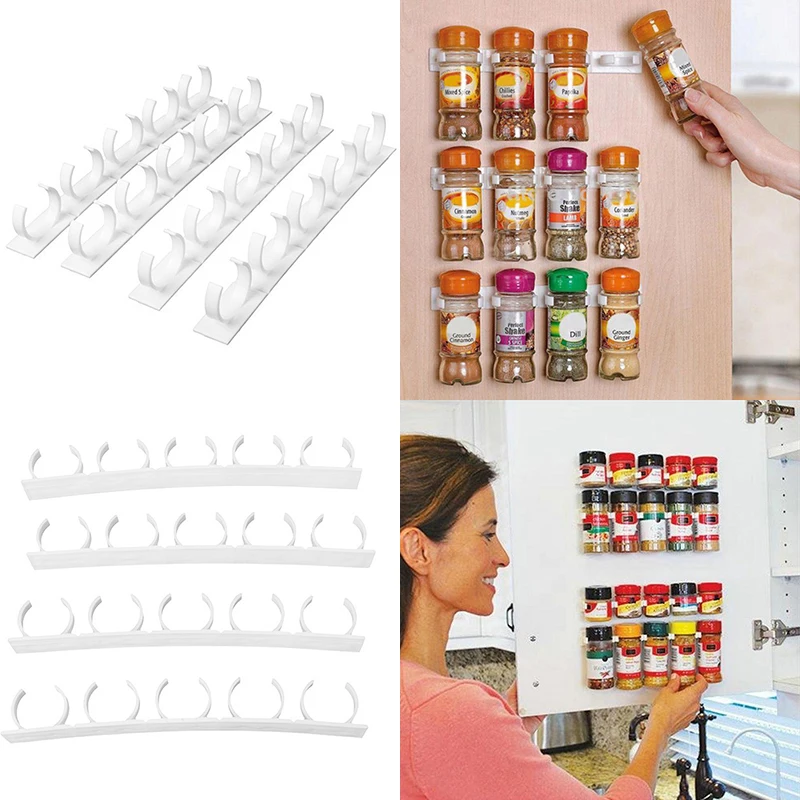 

2019 New Multifunctional Shelves Kitchen Condiment Holder Self-adhesive 20 Organiser Plastic Spice Rack Herb and Spice Bottles