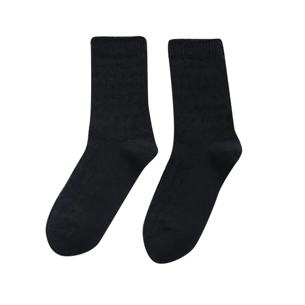 Black SAGACE/Женские однотонные трикотажные хлопковые носки средней длины без пятки; толстые объемные носки для девочек - Цвет: Black