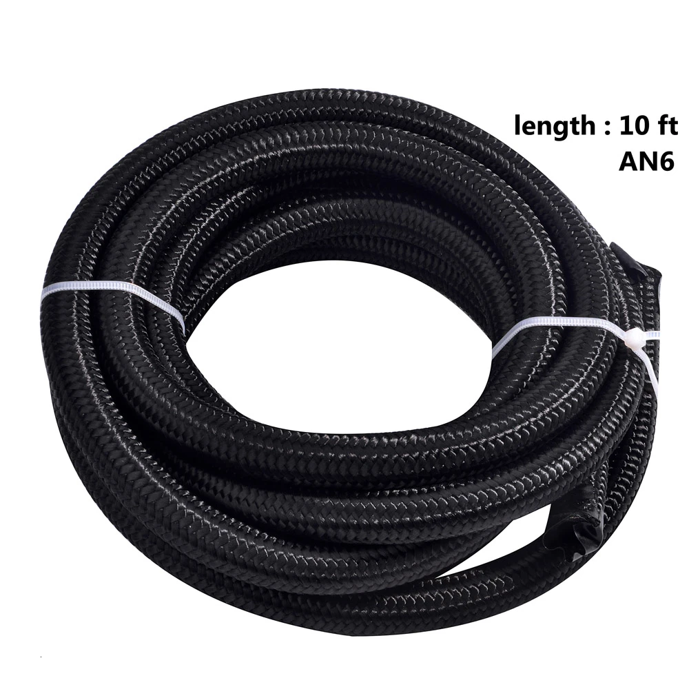 SPEEDWOW AN6 Nylon Fuel Line Black Hose Pipe Black Hose End Straigh 45Degree Elbow Fitting AN Flare Reducer Expander