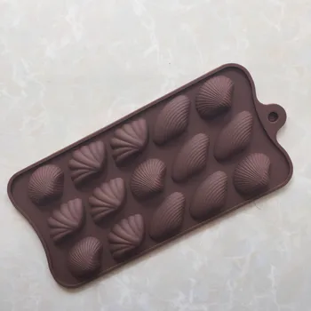

15 Even Scallop Shell Silica Gel Chocolate Mold Ice Grid Mold XG659