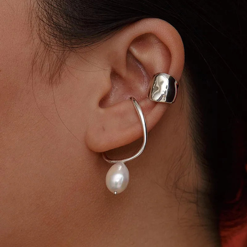 Крест ассиметричное, неправильной формы жемчужные серьги-клипсы без Piercing Gold Цвет большие в виде капель с кристаллами в форме Для женщин ювелирные изделия